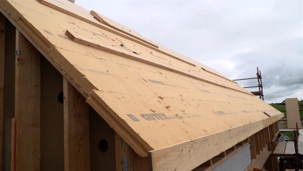Pitched roof externally insulated with Gutex.