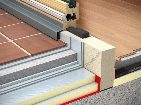 3D visual of a balcony door using Bosig Phonotherm as a thermal break