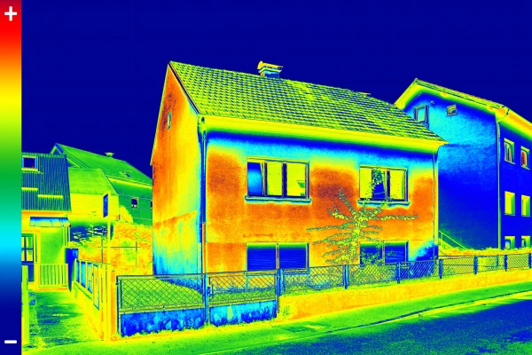 Thermal imaging showing cold bridges underneath windows