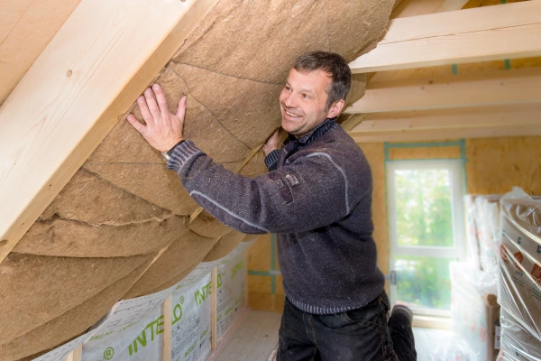 Thermo Hemp being installed in a loft space