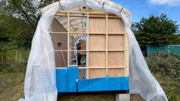 The pre-cut shepherd’s hut frame.