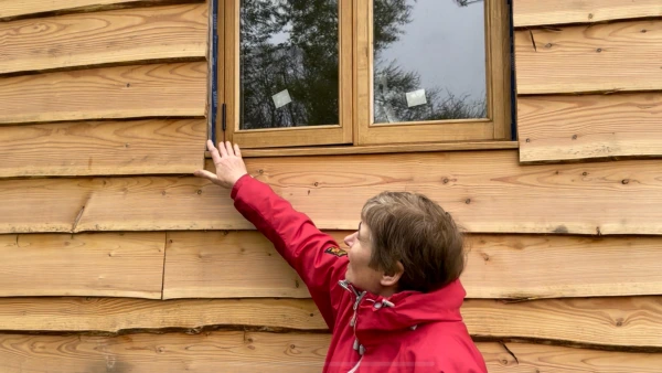 Temporary window seal using Pro Clima Tescon Vana.