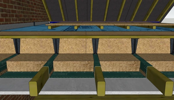 Fig. 15i. Loft extenders and loft flooring with 50mm ventilation gap