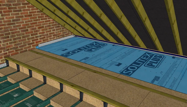 Fig. 14. Solitex Plus installed over the top of insulation
