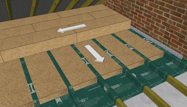 Fig. 25. Insulation layers laid out correctly on loft floor