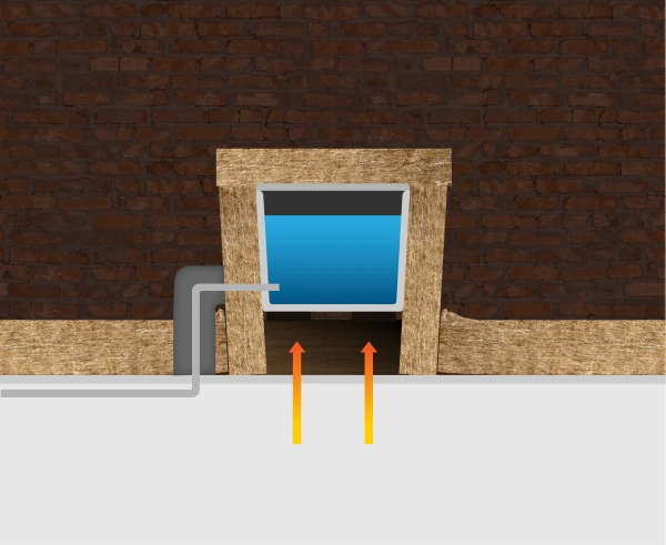Fig. 27. Insulation around a water tank, but not below it.
