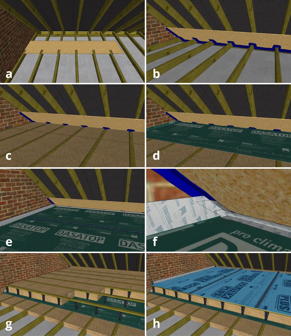 Fig. 2. Installation of a board at the eaves to simplify the sealing of membrane to the loft perimeter. 