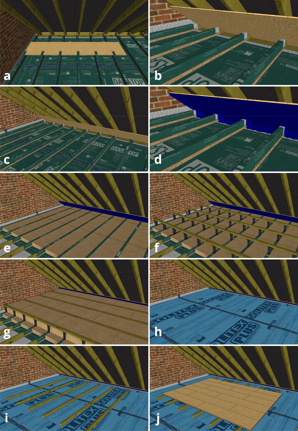 Fig. 15. Installation steps for Solitex Plus over insulation