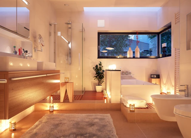 A bathroom ventilated by Inventer decentralised ventilation