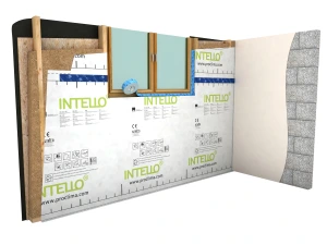 Tescon Profil sealing window to Intello Plus on a timber frame wall