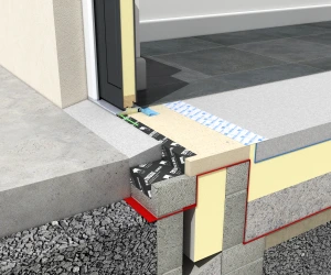 Waterproof connection at door threshold