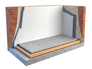 Calsitherm tapered board to reduce thermal bridging at junction between solid internal wall and external wall
