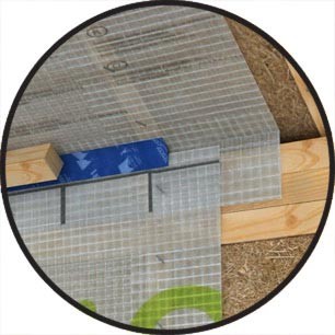 Tescon No 1 applied sealing overlap and behind a timber batten