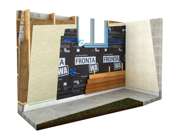 Solitex Fronta WA applied to external timber frame wall