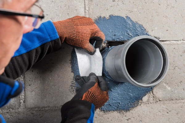 Sealing around a pipe with Aerosana Visconn Fibre and Visconn Fleece