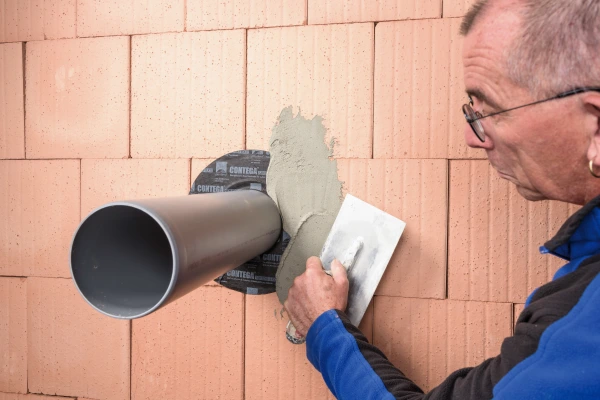 A Roflex Solido grommet being plastered over