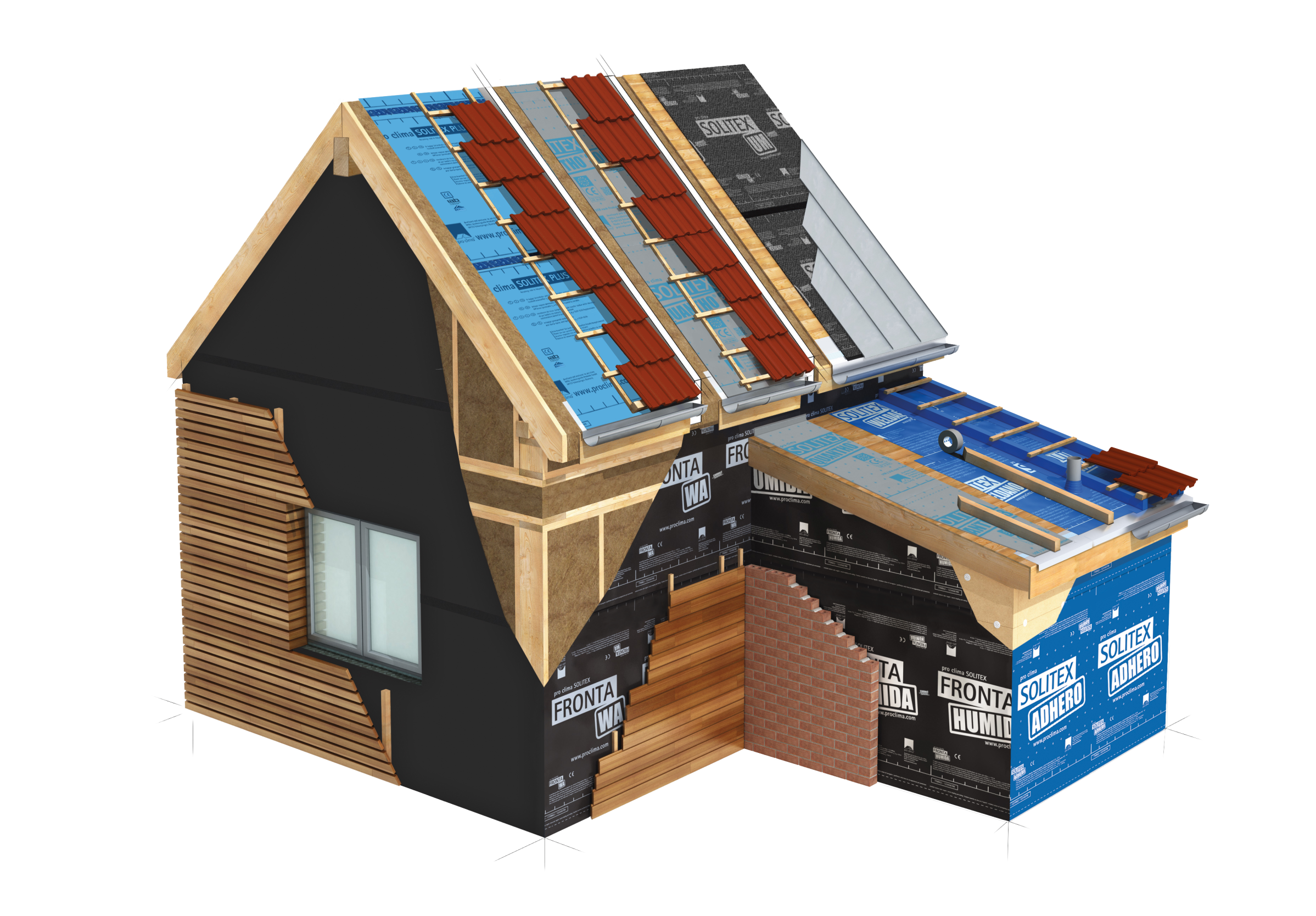 A complete windtight yet vapour open roof build up using Solitex Plus