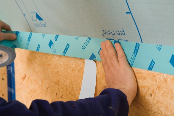 Unitape used to seal a membrane to an OSB board