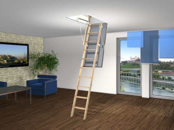 Wellhofer's lever/spring system balances the weight of the stairs