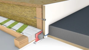 Detail of the airtight sealing in a timber ceiling 