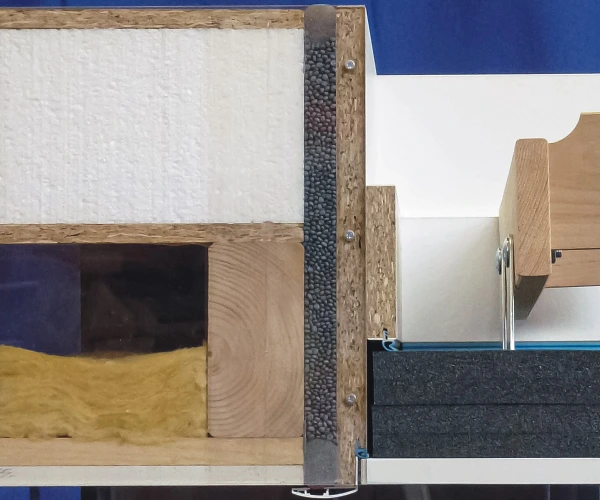 Side profile of the attic hatch connection to a ceiling