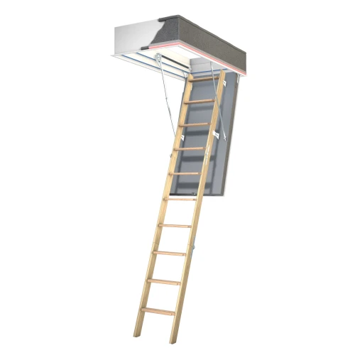 Wellhöfer Passive House GutHoltz Attic Hatch with wooden stair ladder