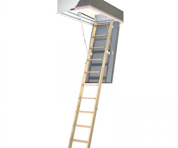 Wellhöfer Passive House Attic Hatch with wooden stair ladder