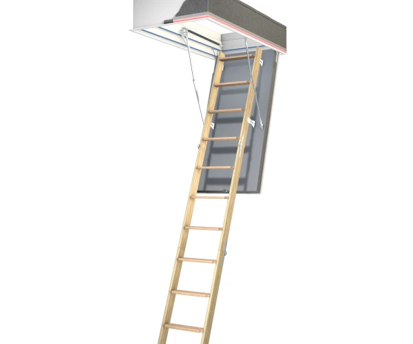 Wellhöfer Passive House Attic Hatch with wooden stair ladder