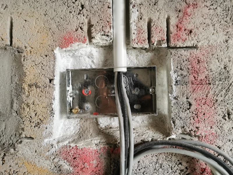 Aerosana Visconn Fibre airtight liquid membrane used on a chased wall behind a plug socket
