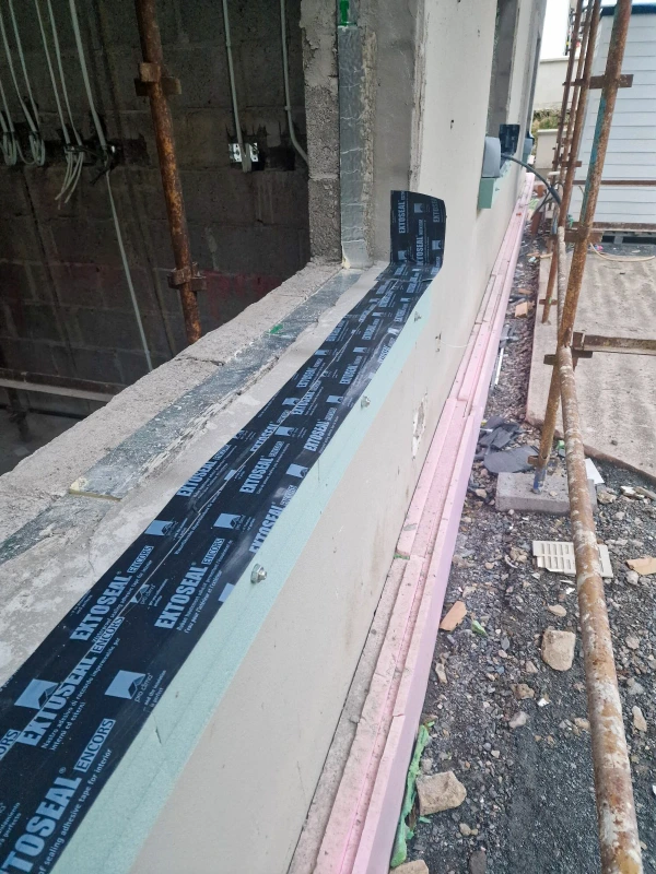 Pro Clima Extoseal Encors weatherproof and watertight sealing tape was used at window openings and door thresholds