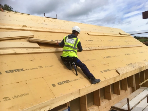 Gutex Multitherm wood fibre insulation fully fitted on roof