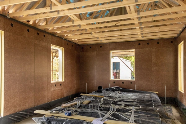 Superpan Vapourstop airtight racking board on the ground floor of a new-build timber frame