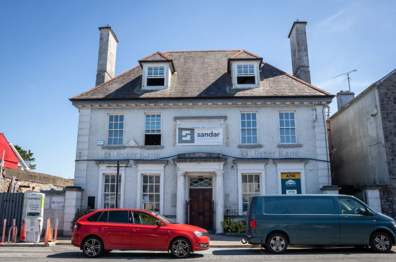 Facade of the old Ulster Bank in Edgeworthstown building before renovation