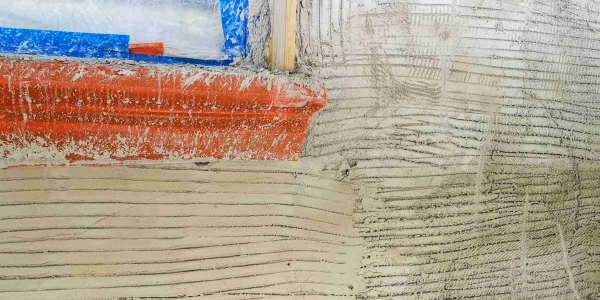 Diathonite Evolution thermal plaster around a window cill after curing