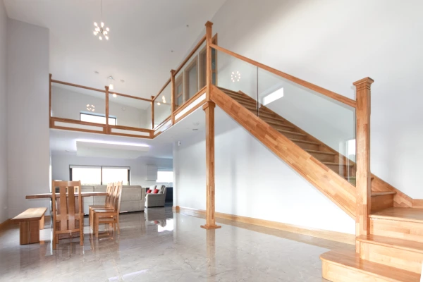 Stairs and balcony of a passive house in Castlebar, Co. Mayo