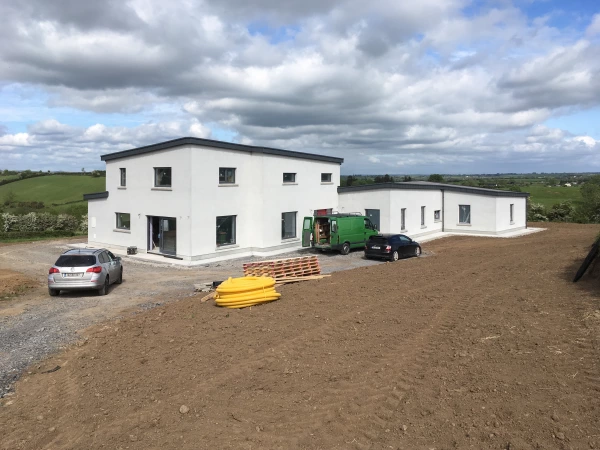 An outside view of a passive house in Co. Mayo before completion